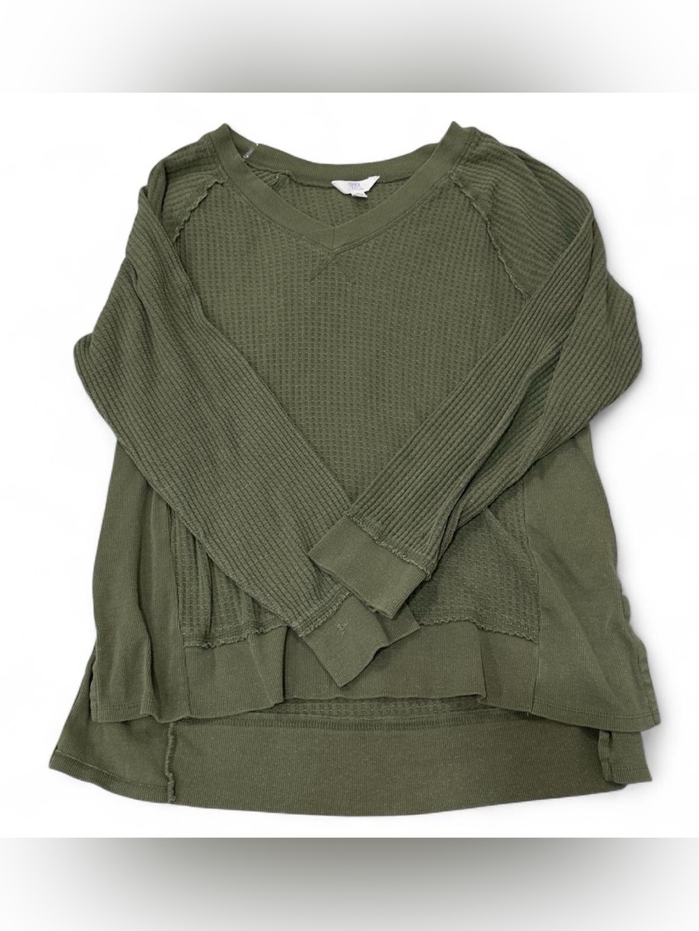 Time and Tru Olive Green Waffle Knit Pullover